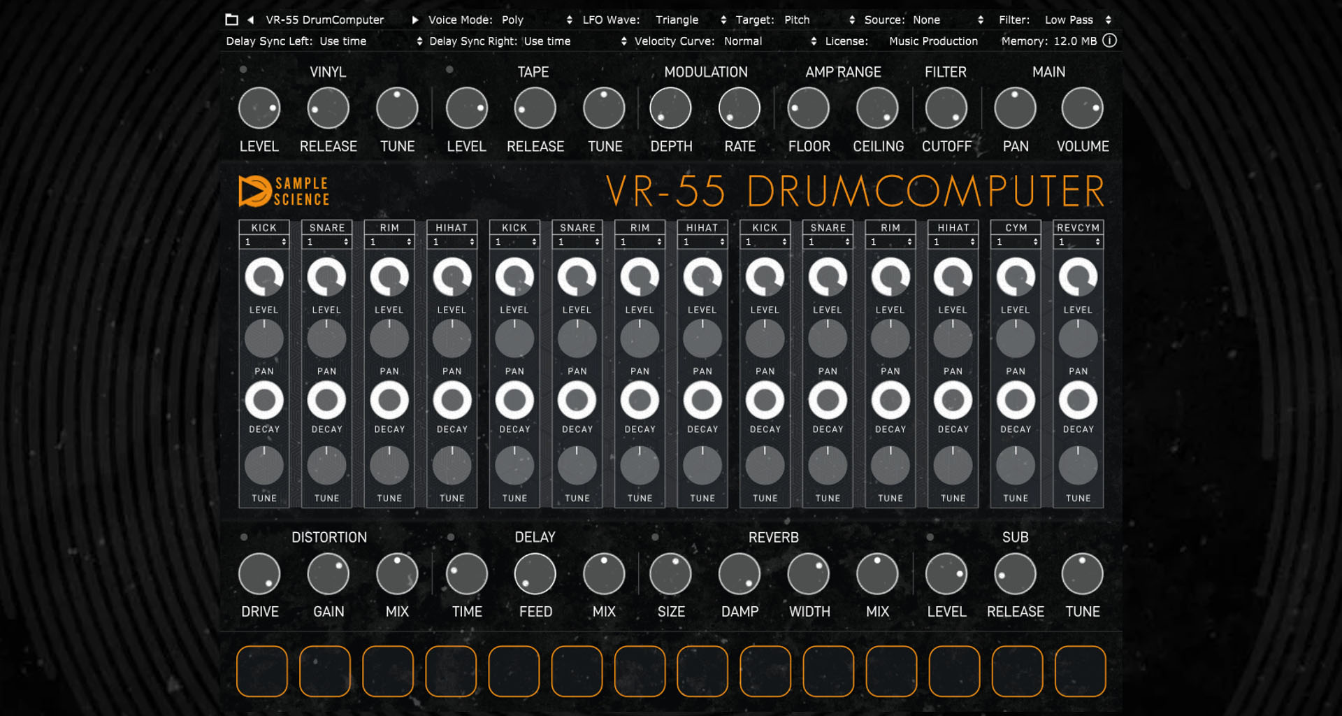 El plugin gratis SampleScience VR-55 DrumComputer (VST3, AU) emula la caja de ritmos añeja Boss DR-55